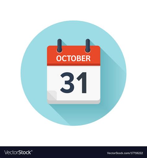 October 31 Flat Daily Calendar Icon Date Vector Image
