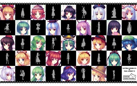 Brunettes Blondes Video Games Touhou Wings Multicolor Blue Eyes