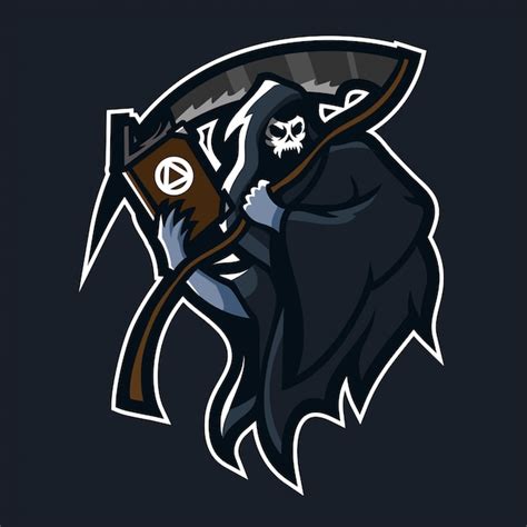 Premium Vector Grim Reaper Holding Scythebook Esport Gaming Mascot