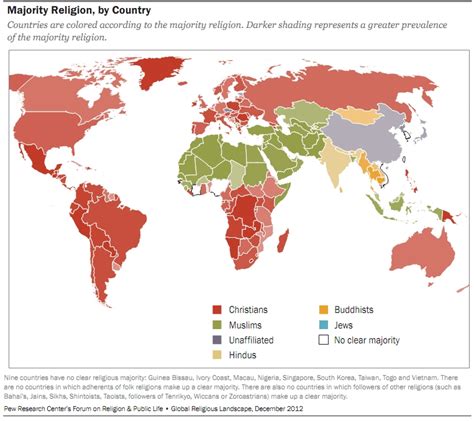 World Religions Composition By Country And Continent