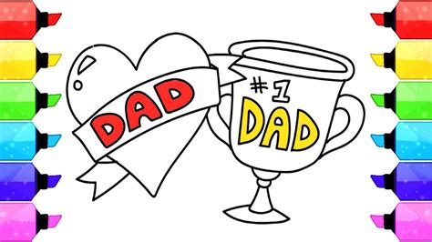 For example, this father's day card template mixes different fonts to give the design a playful your accent colors should contrast with the rest of the color scheme and draw the eye to specific parts of. How to Draw Father's Day Heart and Dad Trophy Coloring ...