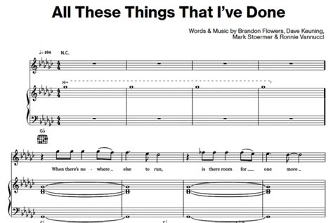 The Killers All These Things That Ive Done Free Sheet Music Pdf For