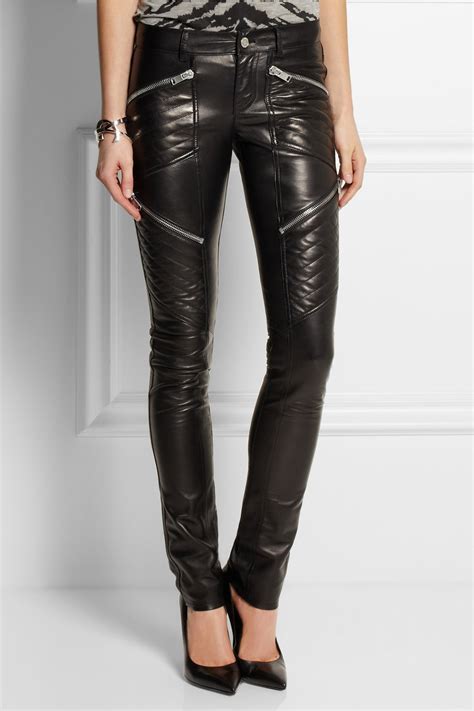 Lyst Saint Laurent Leather Skinny Pants In Black