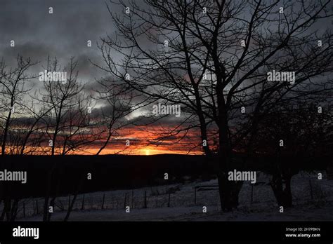 A Sunrise On A Winter Morning Stock Photo Alamy