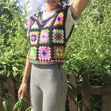 Invested Granny Square Vest Etsy Vest Pattern Free Crochet Dress