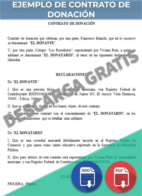 Contrato De Donación 【 Ejemplos Y Formatos 】word Pdf