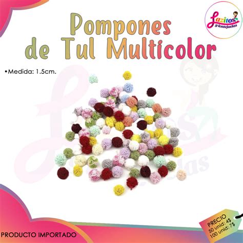 Pompones De Tul Multicolor Lazitos Y Lentejuelas