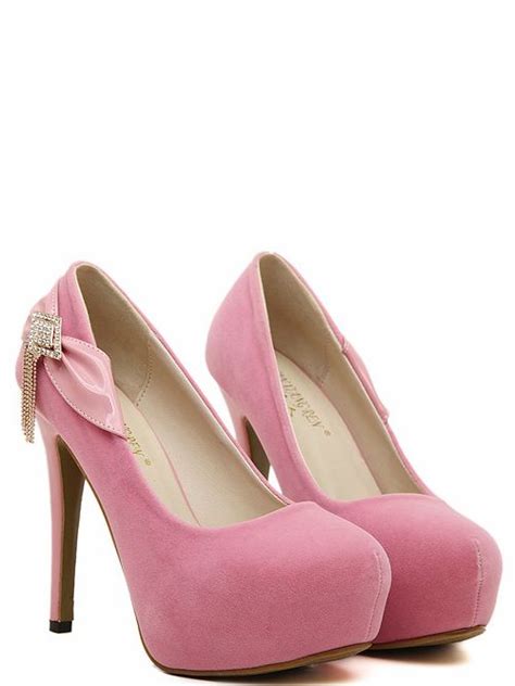 Pink Bow And Diamante Design High Heels Fashion Shoes On Luulla