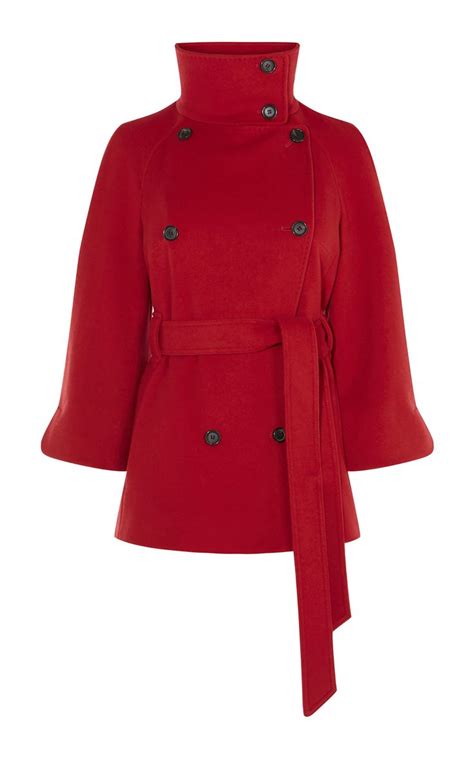 Karen Millen Cape Wool Coat Red Wool Cape Coat Red Coat Check Coat