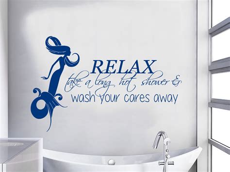 Hwhd Mermaid Wall Decal Quote Relax Shower Vinyl Stickers Girl Bathroom