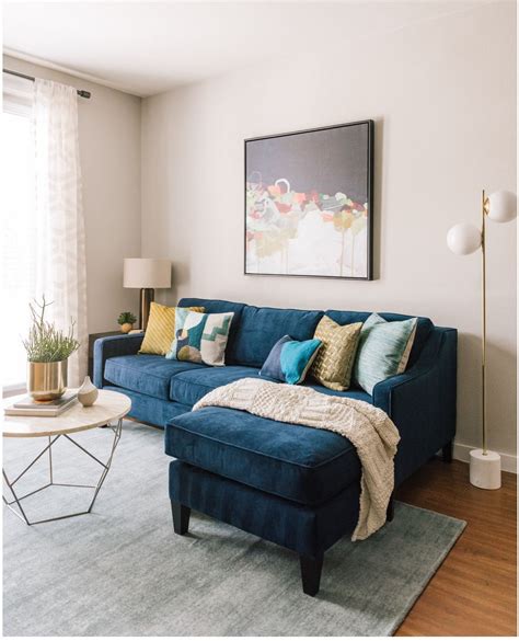 West Elm Paidge Reverse Sectional Blue Couch Living Room Living Room