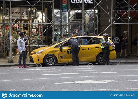 Fdny And Nypd Arrive After Taxi Accident In Nyc Editorial Image Image