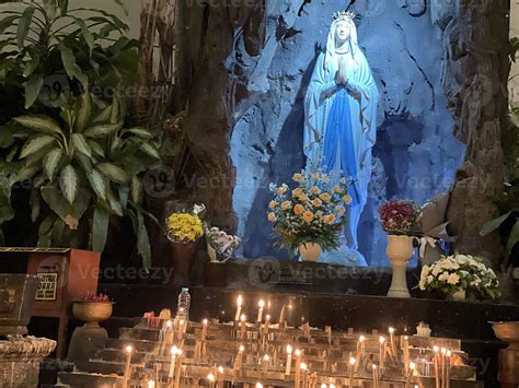 the cave of virgin mary, Statue of Virgin Mary in a rock cave chapel