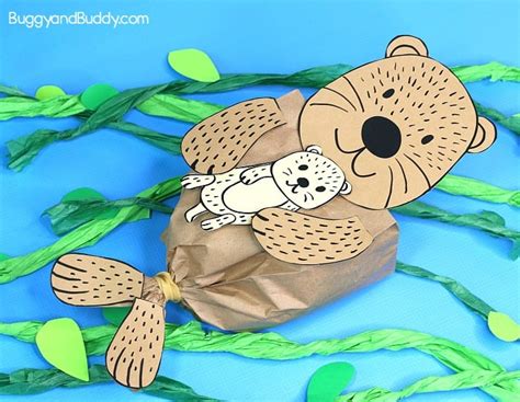 Paper Bag Sea Otter Craft For Kids With Free Printable Template Buggy