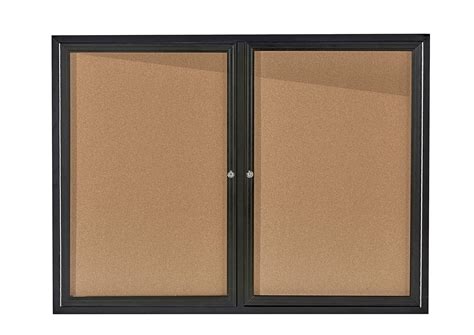 Adiroffice Double Door Glass Enclosed Bulletin Boards Black Cork 36 X 48 Ebay