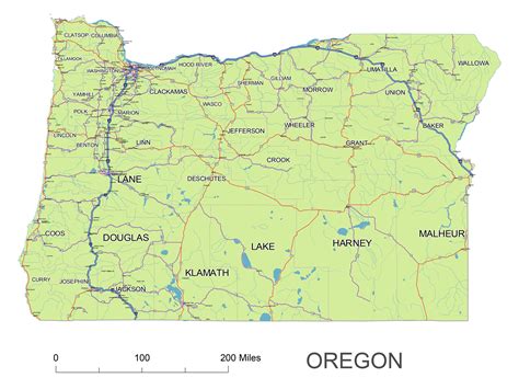 Oregon State Vector Road Map Lossless Scalable Aipdf Map For Printing