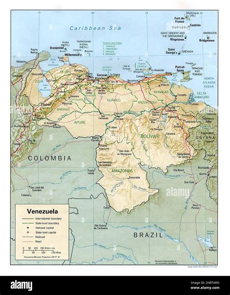 Venezuela Relief Map Possibly 1993 Stock Photo Alamy
