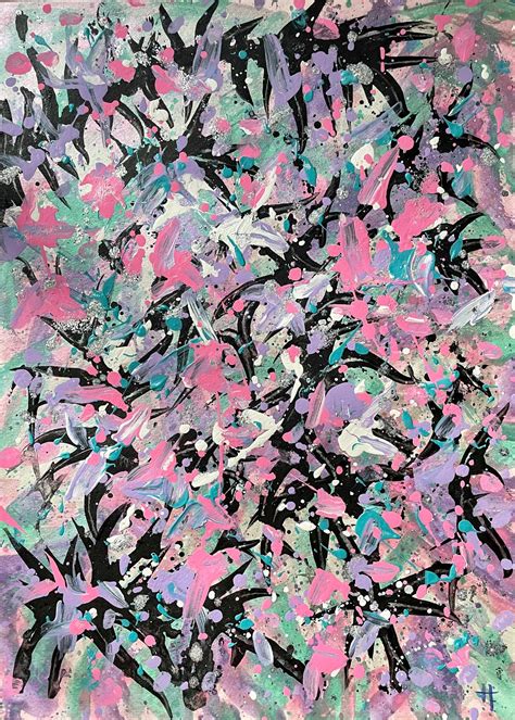 Original Abstract Jackson Pollock Style Painting Purple Pink Etsy