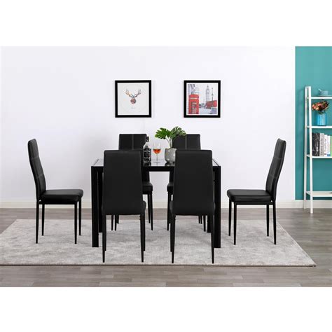 Buy Ktaxon 5 Piece Kitchen Dining Table Set With Glass Table Top Leather Padded 4 Chairs And