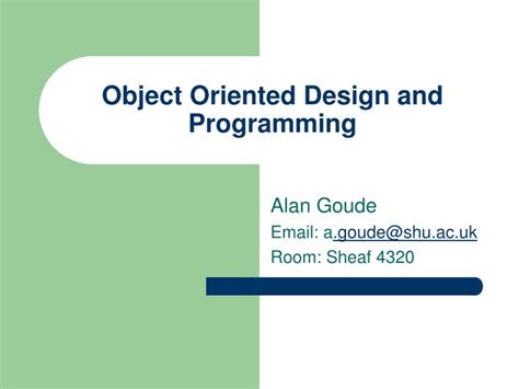 Ppt Object Oriented Design And Programming Powerpoint Presentation