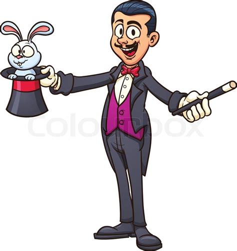 Cartoon Magician With Rabbit Vector Stock Vector Colourbox