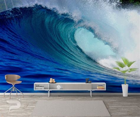 The Perfect Wave Mural Ocean Wallpaper Large Wall Mural Etsy In 2021 Wave Mural Large Wall