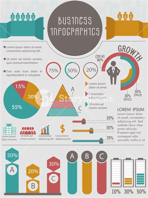 Big Set Of Colorful Business Infographic Elements Include Pie Chart