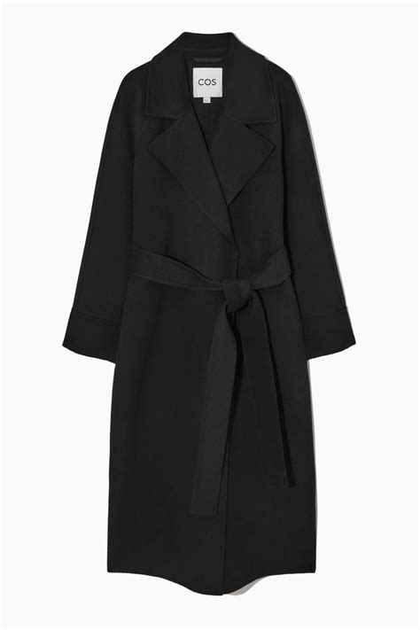 Cos Double Faced Wool Belted Coat In Black Lyst
