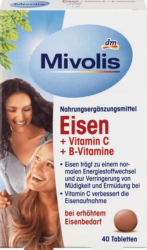 Ako je potrebno, kupite vitamine kao dodatak prehrani! Mivolis Eisen + Vitamin C + B-Vitamine, Tabletten, 40 St ...
