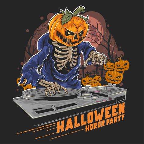 DJ Pumpkin Halloween Vector Art At Vecteezy