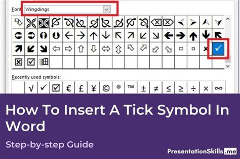 How To Insert A Tick Symbol In Word Presentationskillsme