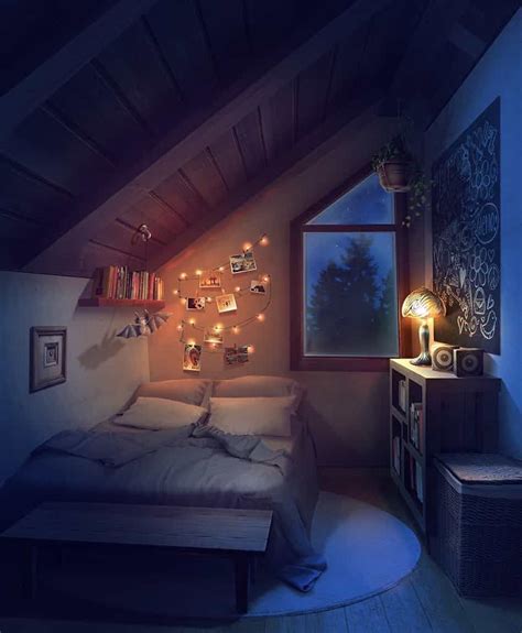 Anime Night Bedroom Background