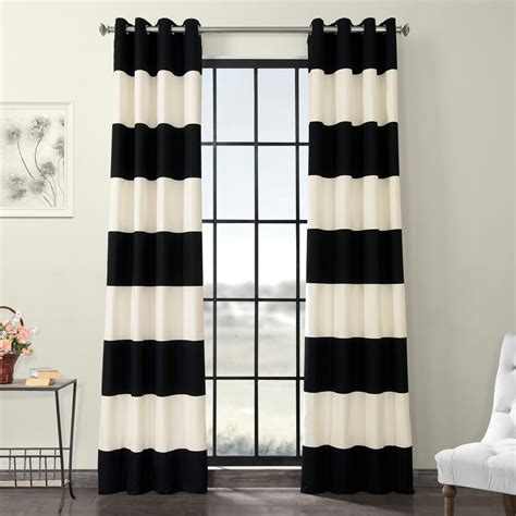 Exclusive Fabrics And Furnishings Onyx Black And Off White Room Darkening