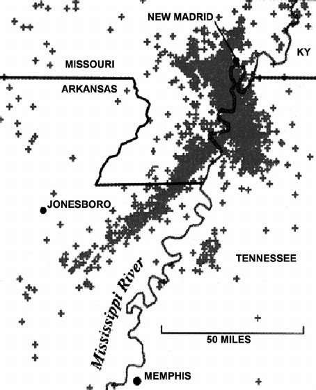 Locations Of Recent Seismic Activity In The New Madrid Seismic Zone