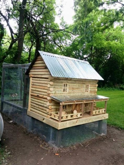 Log cabin kits is a lot of heartache waiting to happen. Log Cabin Chicken Coop Animal Pallet Houses & Pallet ...