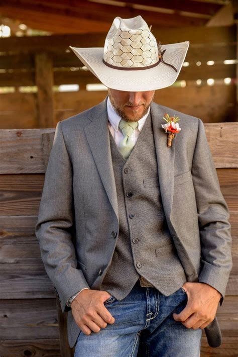 Groom Attire For Country Western Wedding Grey Suit Jacket Jeans