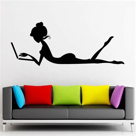 Hot Sexy Girl Wall Sticker Vinyl Decal Computer Online Leisure Removable Home Decoration Wall