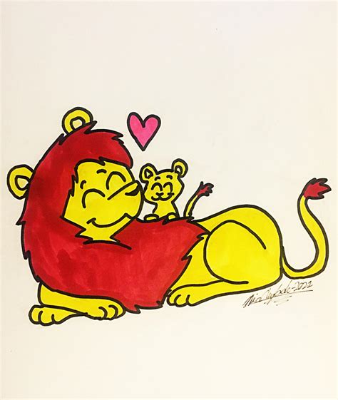 Male Lion And Lion Cub By Creativenia On Deviantart
