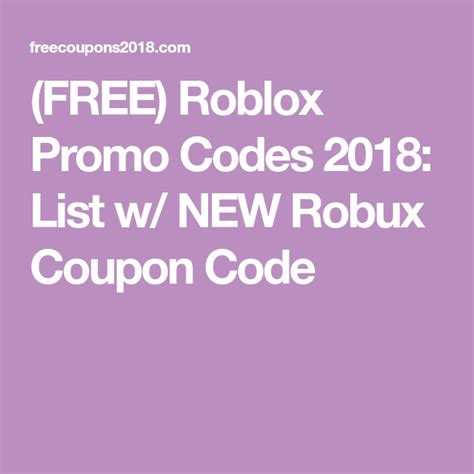 Free Roblox Promo Codes 2018 List W New Robux Coupon Code Roblox