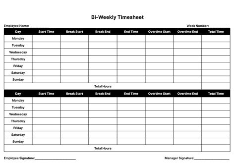 Timesheet Templates Download And Print For Free