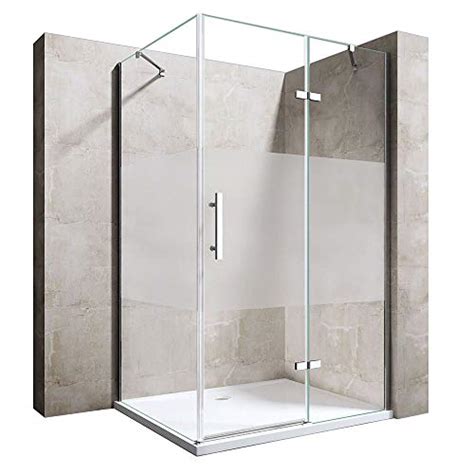 Buy Durovin Bathrooms L Shape Square Frameless Shower Enclosure Hinged Door Middle Frosted