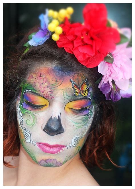 Spring Sugar Skull By Lea Holman Face Painting Lea Sugar Skull Face And Body Body Art