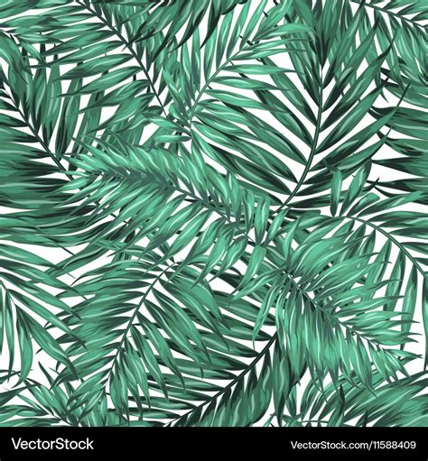 Seamless Tropical Jungle Palm Leaves Pattern Vector Image