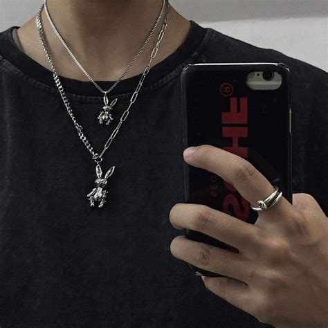The Hanging Rabbit Grunge Jewelry Mens Aesthetic Fashion Necklace