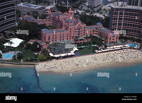 Aerial View Of The Royal Hawaiian Hotel On The Beach In Waikiki The