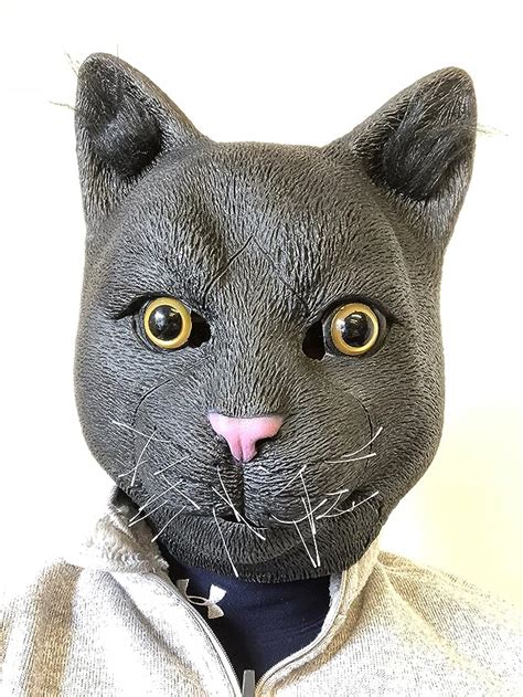 black cat real eyes latex mask full head movie quality fancy dress uk toys and games