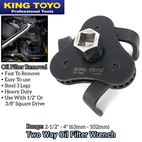 King Toyo Universal Two Way Oil Filter Wrench Tool For Automotive Car