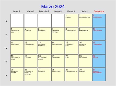 Calendario Marzo 2024 Con Festività E Fasi Lunari Pasqua
