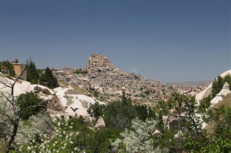 Uchisar And Pigeons Valley In Cappadocia Turkey Stock