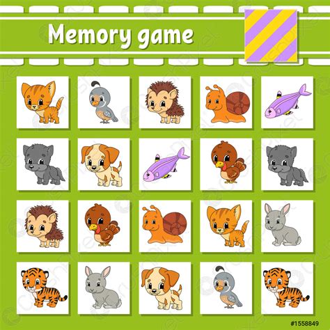 Memory Game For Kids Education Developing Worksheet Activity Page With